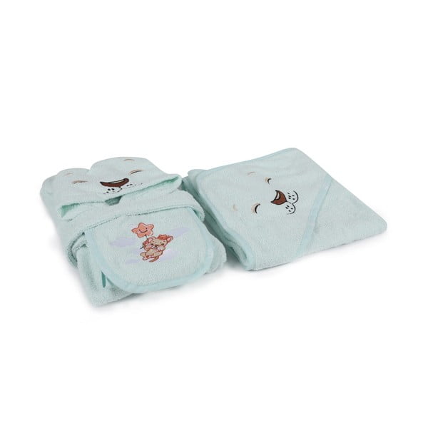 Mentolno zelen bombažen otroški kopalni plašč velikosti 1-2 leti Aslan – Foutastic