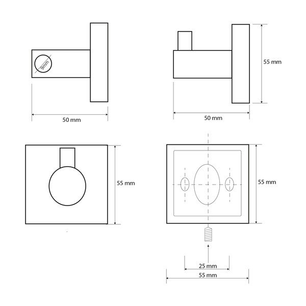 Srebren medeninast kljukast obešalnik Sapho X-Square-image-1
