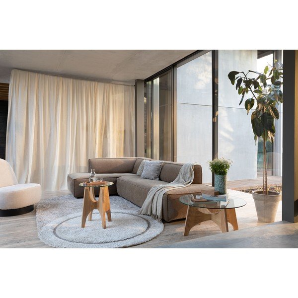 Okrogla klubska mizica s stekleno mizno ploščo v naravni barvi ø 80 cm Kobe – Zuiver-image-2