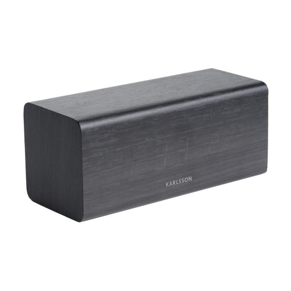 Črna budilka v lesenem dekorju Karlsson Block, 16 x 7,2 cm-image-2