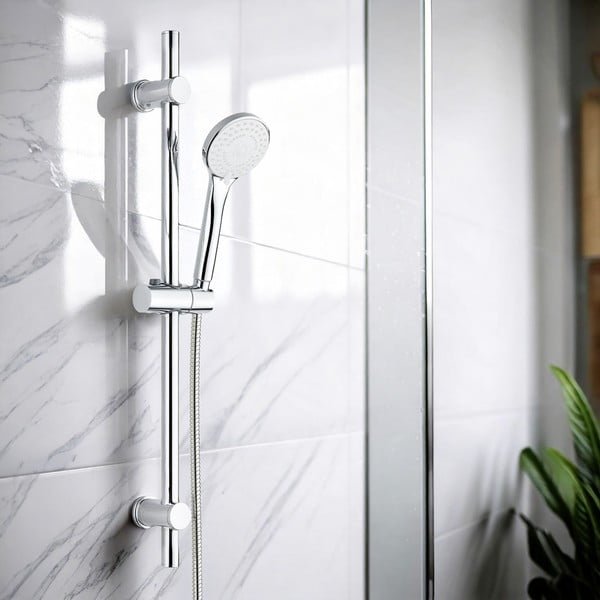 Tuš garnitura iz nerjavečega jekla v srebrni barvi z ročno prho in drsnim nosilcem 70 cm Uno – Allstar-image-1