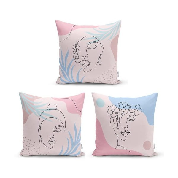 Komplet 3 dekorativnih prevlek za vzglavnik Minimalist Cushion Covers Minimalist Face, 45 x 45 cm