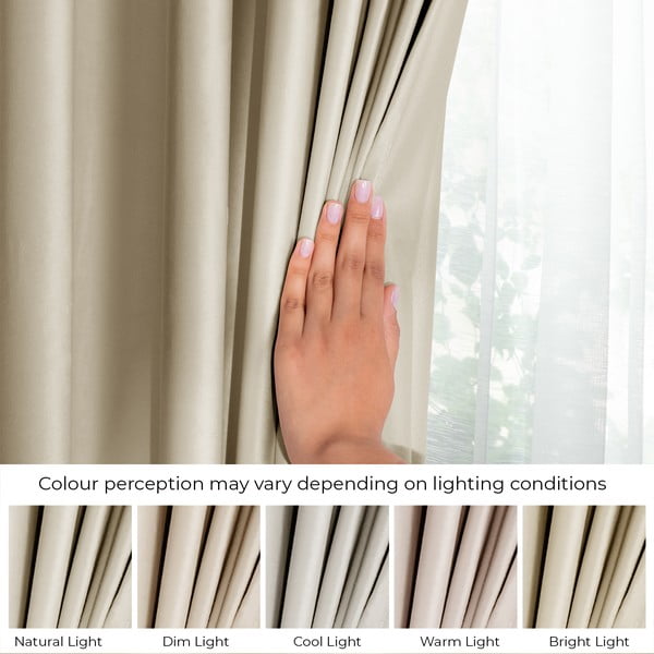 Rjava/bež žametna zavesa za delno zatemnitev 140x270 cm Eyelets – Restilo-image-4