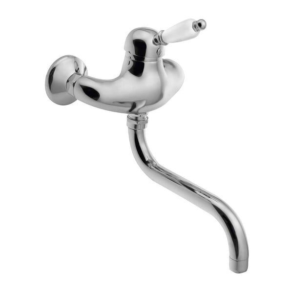 Stenska armatura za umivalnik v srebrni barvi (1 izhod) Kirké White – Sapho
