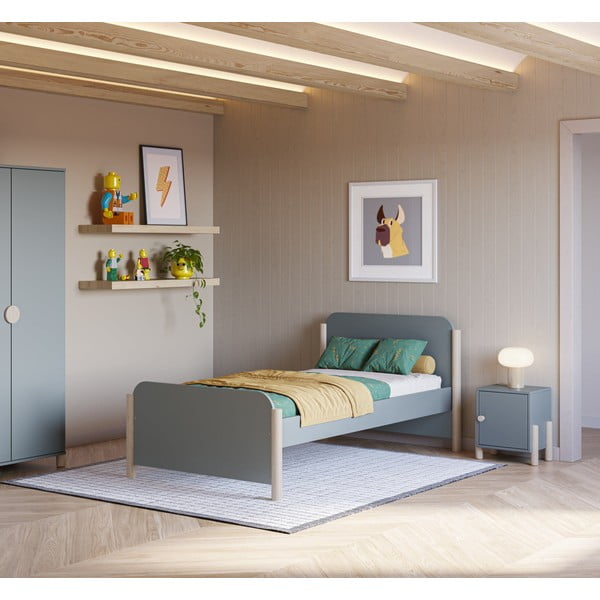 Prašno zelena otroška nočna omarica iz masivnega bora Enola – Marckeric-image-1