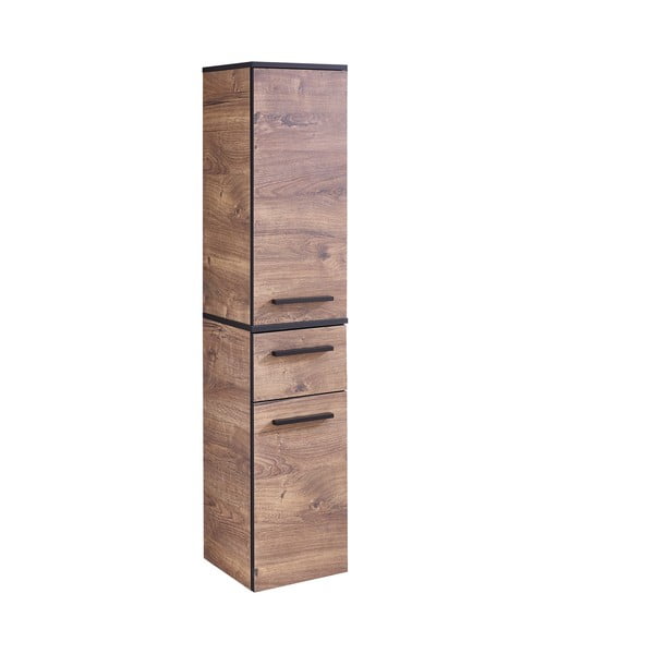 Rjava stenska kopalniška omarica v hrastovem dekorju 30x72 cm Set 374 - Pelipal-image-3
