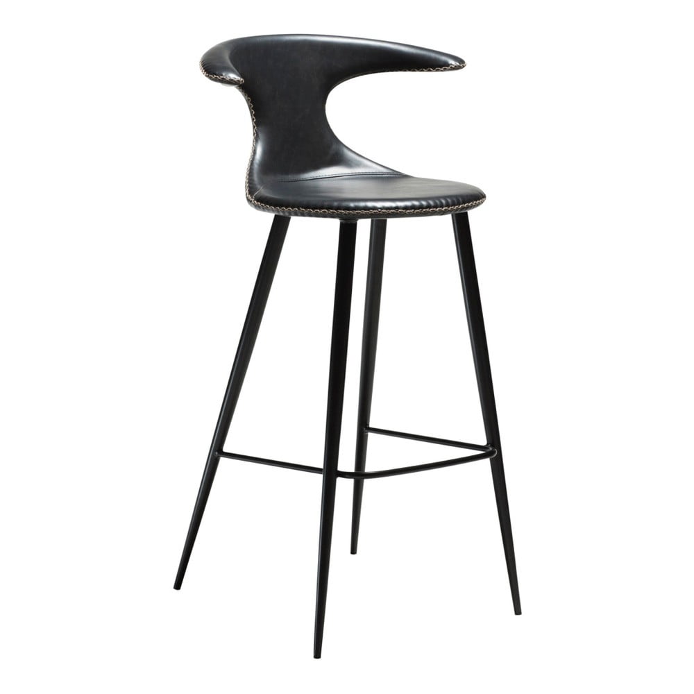 Črn barski stol z usnjenim sedežem DAN-FORM Denmark Flair
