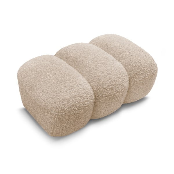 Bež tabure iz tkanine bouclé Hippolyte – Bobochic Paris-image-4