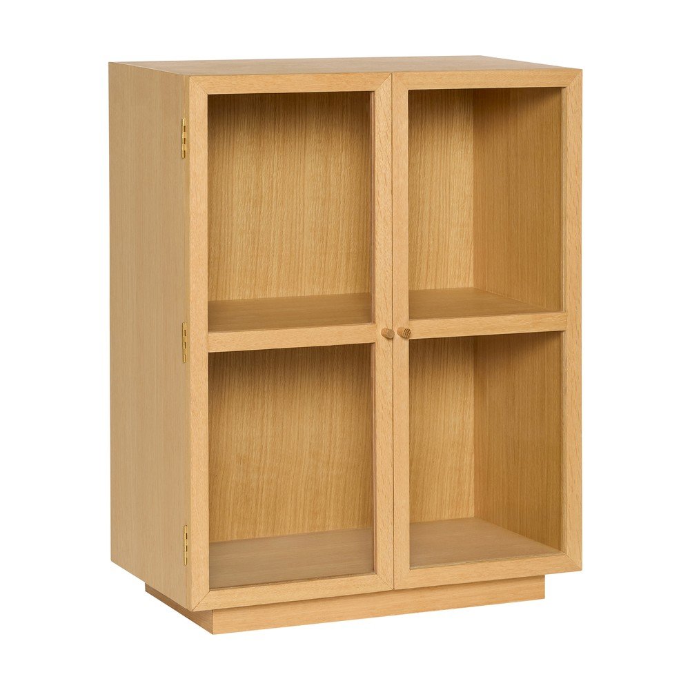 Stenska vitrina v hrastovem dekorju v naravni barvi 70x90x39 cm Mae