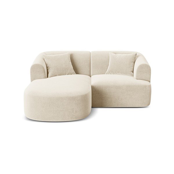 Bež žametna kotna sedežna garnitura (levi kot/z ležalnikom) Campi – Cosmopolitan Design