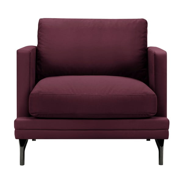 Bordo rdeč fotelj z naslonom za noge v črni barvi Windsor & Co Sofas Jupiter