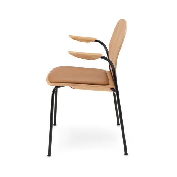 Jedilni stoli v kompletu z nasloni za roke/z možnostjo nalaganja 2 ks v hrastovem dekorju v konjak rjavi barvi/v naravni barvi Book – Gazzda-image-2