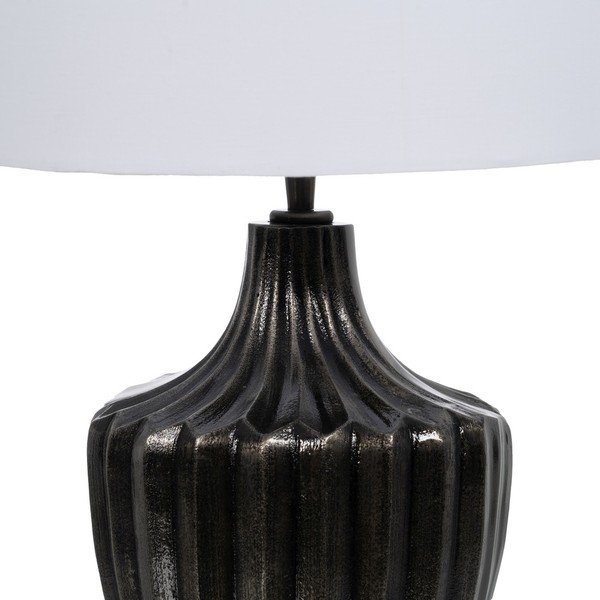 Črna/bela namizna svetilka s tekstilnim senčilom (višina 52,5 cm) – Ixia-image-2