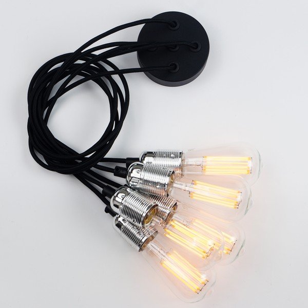 Črna peterna viseča svetilka z detajli v srebrni barvi Sotto Luce Uno-image-3