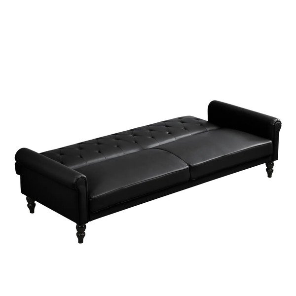 Črna nastavljiva/raztegljiva sedežna garnitura iz umetnega usnja 222 cm Tyne – Støraa-image-4