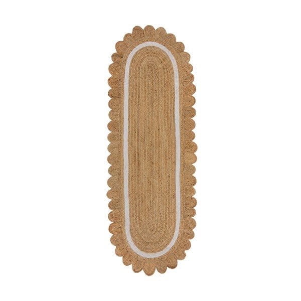 Ročno tkan tekač iz jute v naravni barvi/slonokoščen 80x230 cm Grace White – Flair Rugs