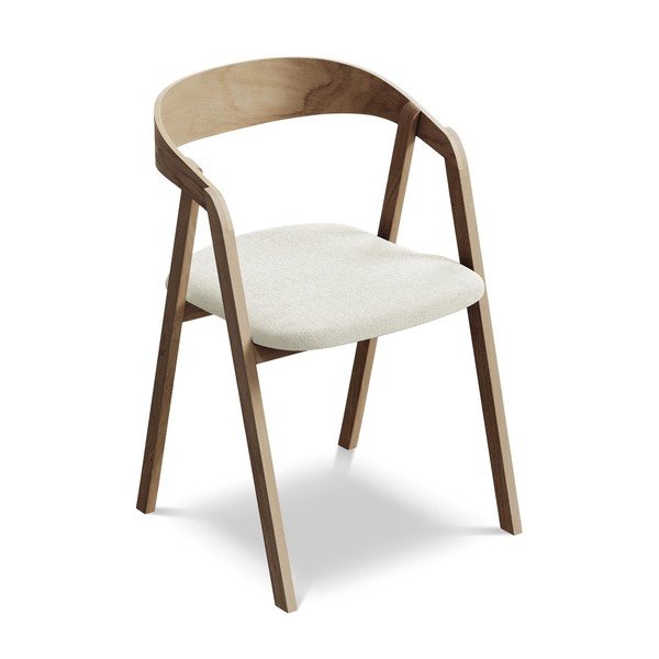 Kremno bel jedilni stol iz masivnega lesa Erika – Makamii