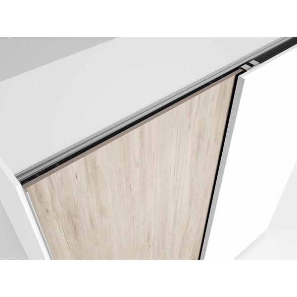 Bela garderobna omara v hrastovem dekorju z drsnimi vrati 182x200 cm Sahara - Marckeric-image-3