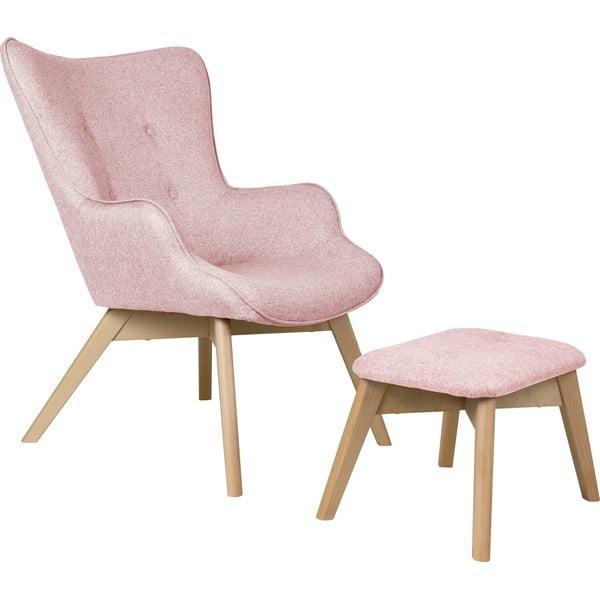 Svetlo rožnat fotelj z naslonjalom za noge Niko – Ropez