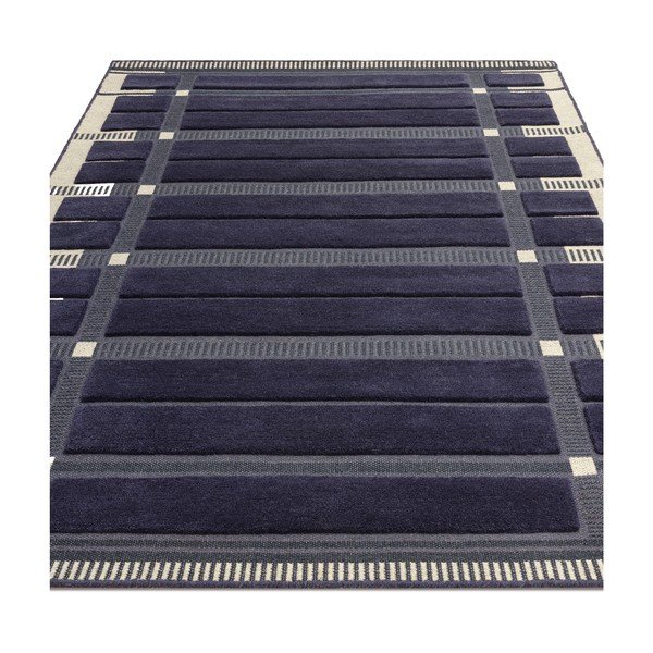 Temno modra/bež ročno tkana volnena preproga 120x170 cm – Asiatic Carpets-image-4
