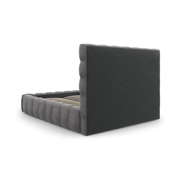 Siva oblazinjena zakonska postelja s prostorom za shranjevanje in letvenim dnom 140x200 cm Bali – Cosmopolitan Design-image-4