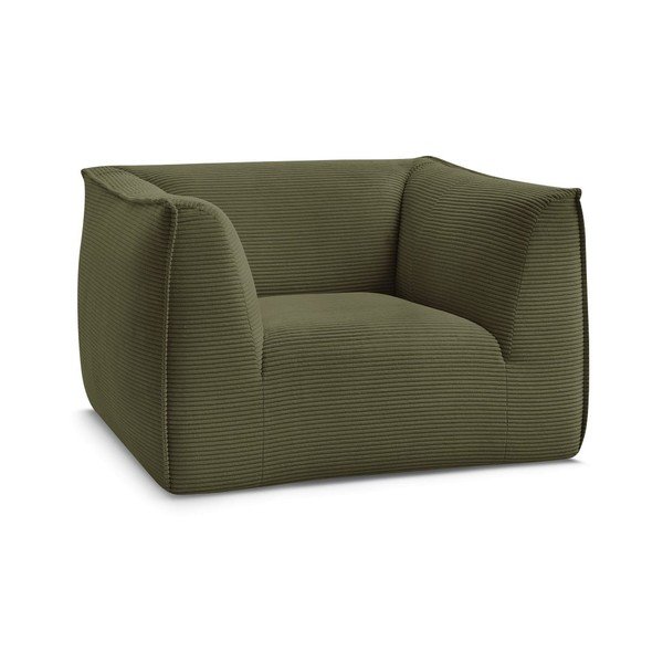 Zelen fotelj iz rebrastega žameta Giorgia – Bobochic Paris