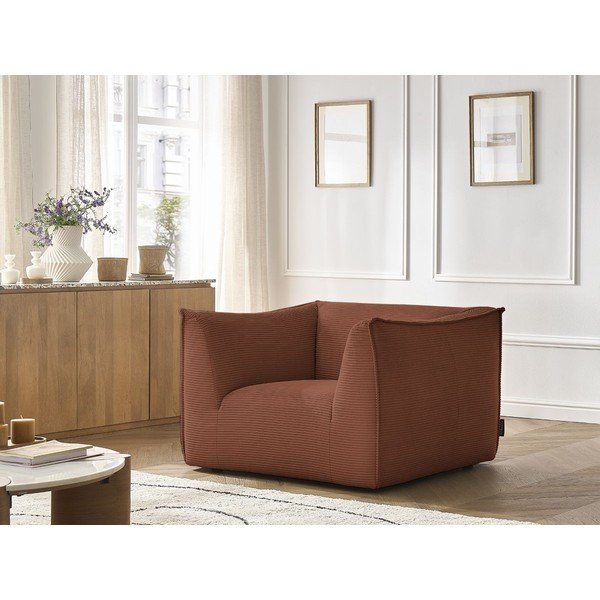 Oranžen fotelj iz rebrastega žameta Giorgia – Bobochic Paris-image-1