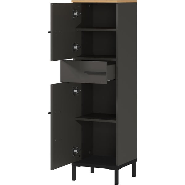 Temno siva kopalniška omarica v hrastovem dekorju 34x123 cm Yonkers - Germania-image-2