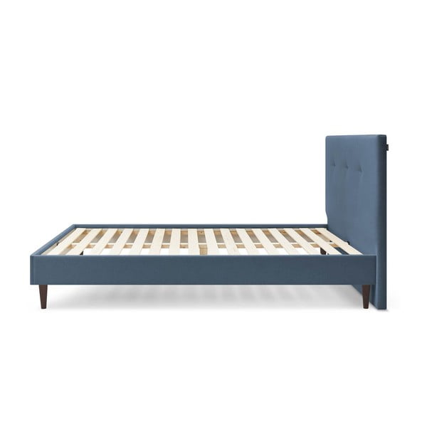 Temno modra oblazinjena zakonska postelja z letvenim dnom 180x200 cm Tory - Bobochic Paris-image-2