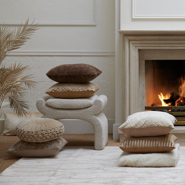 Kremno bel tabure iz tkanine bouclé Nafya – Light & Living-image-2