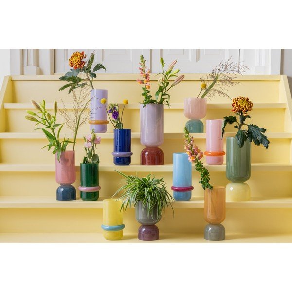 Svetlo modra steklena vaza (višina 28 cm) Animado Anillo – PT LIVING-image-2