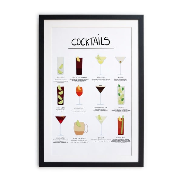 Plakat v okvirju Really Nice Things Cocktail, 65 x 45 cm