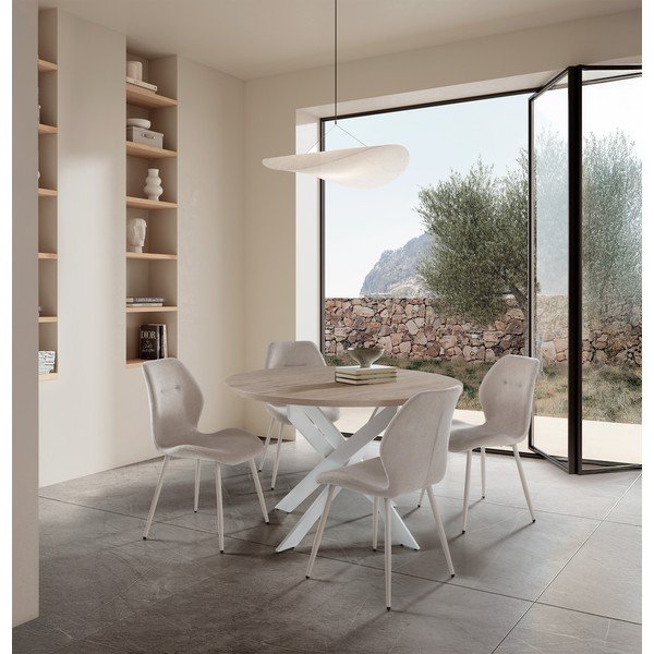 Kremno beli oblazinjeni jedilni stoli v kompletu 4 ks Ansu – Marckeric-image-1