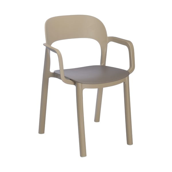 Komplet 4 peščeno rjavih stolov z rjavim sedežem in nasloni za roke Resol Ona