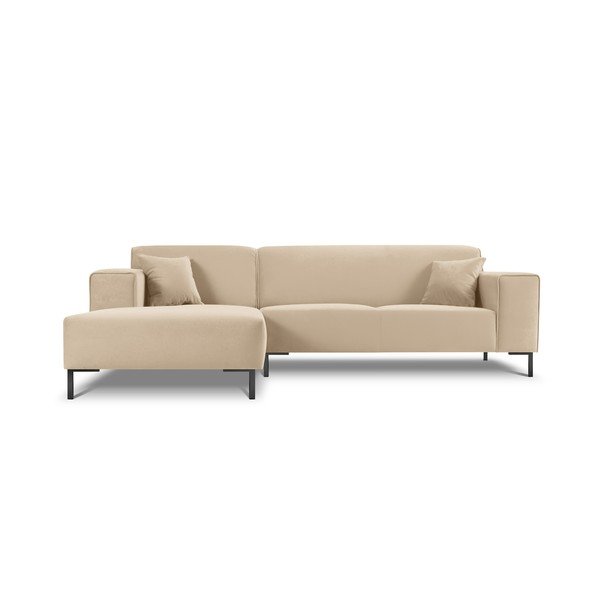 Bež žametna kotna sedežna garnitura Cosmopolitan Design Siena, levi kot-image-3