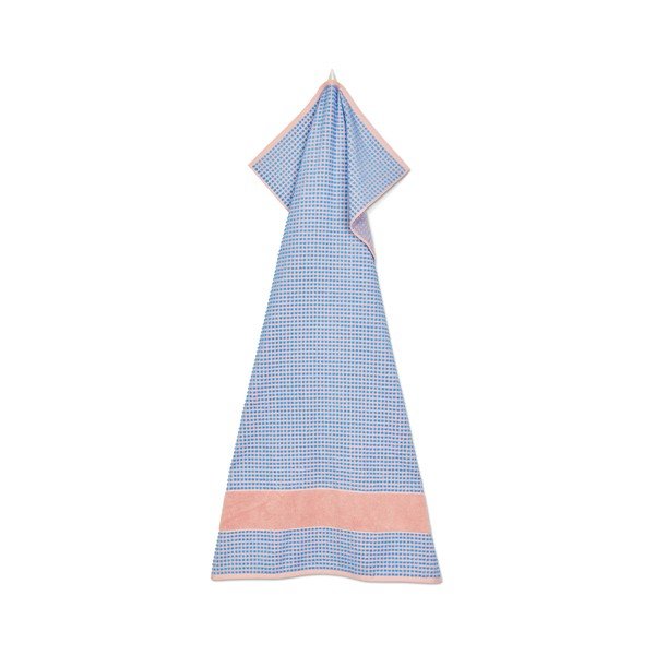 Modra/rožnata frotirna brisača iz organskega bombaža 70x140 cm Check – JUNA-image-3