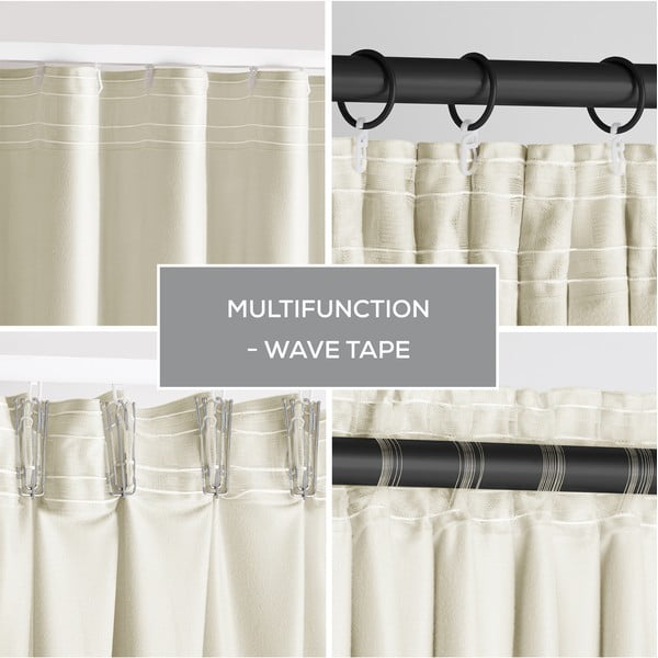 Bež žametna zavesa za delno zatemnitev 140x245 cm Pleat – Restilo-image-2