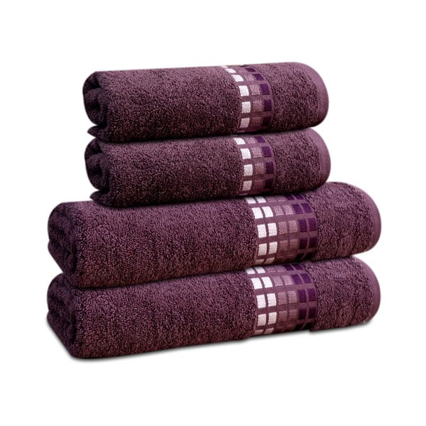 Temno vijolična bombažna brisača 50x100 cm Darwin – My House-image-2