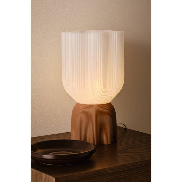 Bela/rjava plastična namizna svetilka (višina 27 cm) Camier – Jotex-image-1