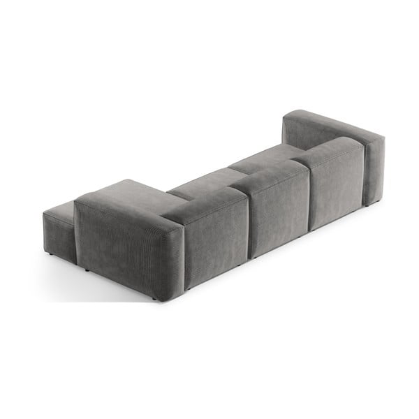 Svetlo siva kotna sedežna garnitura iz rebrastega žameta (desni kot/z ležalnikom) Bergamo – Cosmopolitan Design-image-4