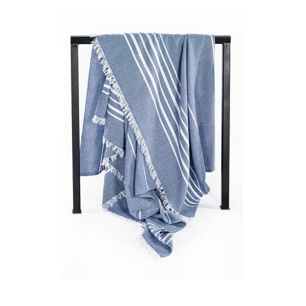 Modra bombažna odeja 150x200 cm Solene – Tiseco Home Studio-image-3