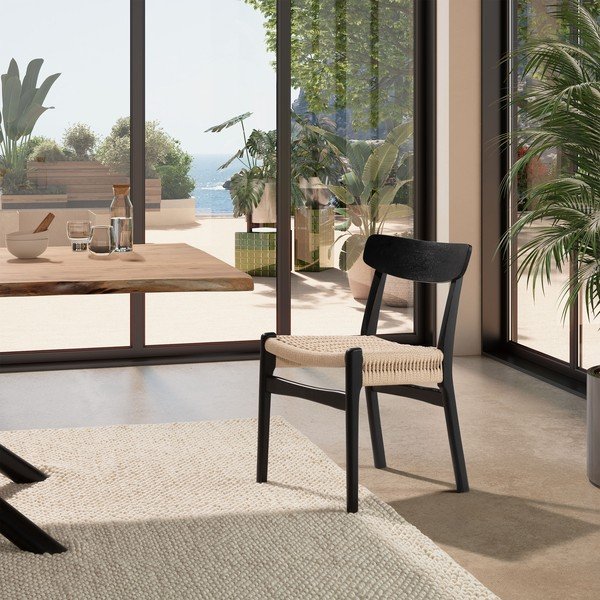 Črni jedilni stoli v kompletu 2 ks iz masivnega kavčukovca Biel – MOME-image-1