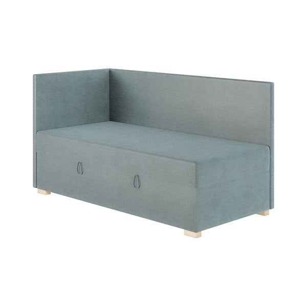 Modra kotna otroška postelja s prostorom za shranjevanje z vzmetnico 90x200 cm Flexi – Ghado-image-3