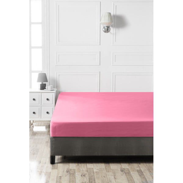 Rožnata napenjalna bombažna rjuha 140x200 cm – Mijolnir-image-1