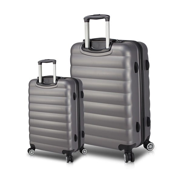 Komplet 2 sivih potovalnih kovčkov na kolesih z USB-vrati My Valice RESSNO Cabin & Large