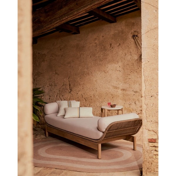 Vrtni kavč iz masivne akacije v kremno beli in naravni barvi Catalina – Kave Home-image-1