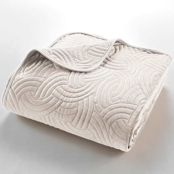 Kremno bel žameten komplet pregrinjala in prevleke za vzglavnik 240x260 cm Solange – douceur d'intérieur