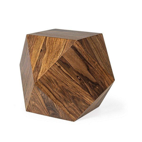 Klubska mizica iz masivnega sheesham lesa v temni naravni barvi 42x42 cm Egypt – Bizzotto
