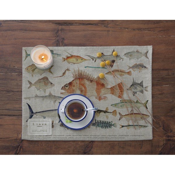 Tekstilni pogrinjek 2 kos 45x30 cm Fish - Really Nice Things-image-1