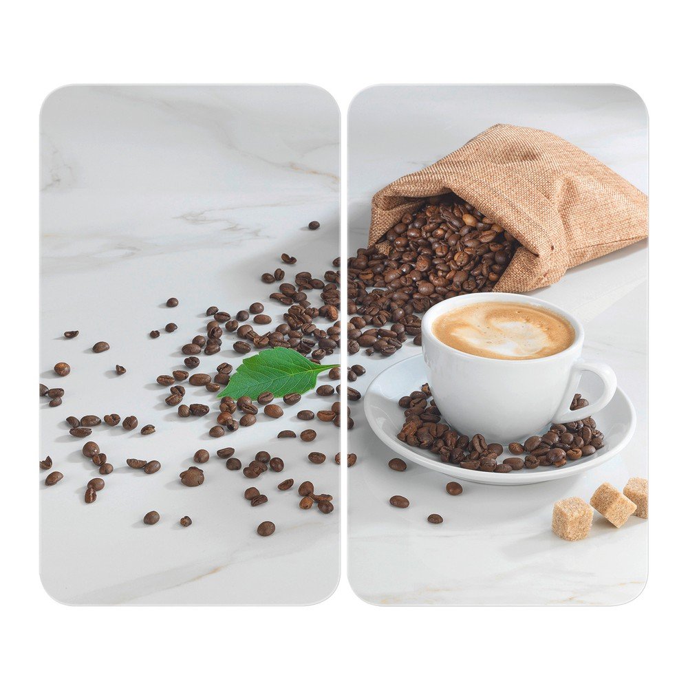 Zaščitne plošče za štedilnik iz kaljenega stekla 2 ks 52x30 cm Café Aromatica